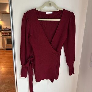 Kiko Red V-Neck Sweater Wrap-Style